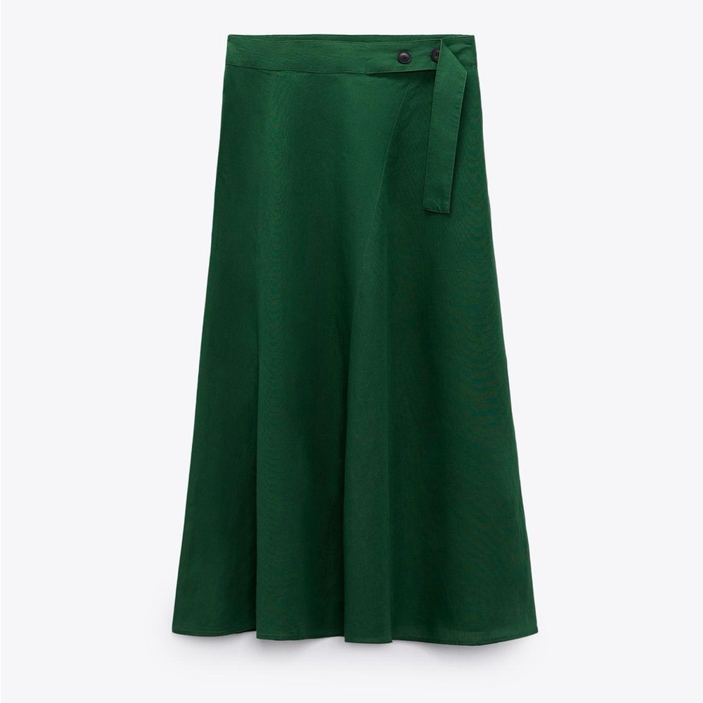Zara LINEN BLEND MIDI SKIRT